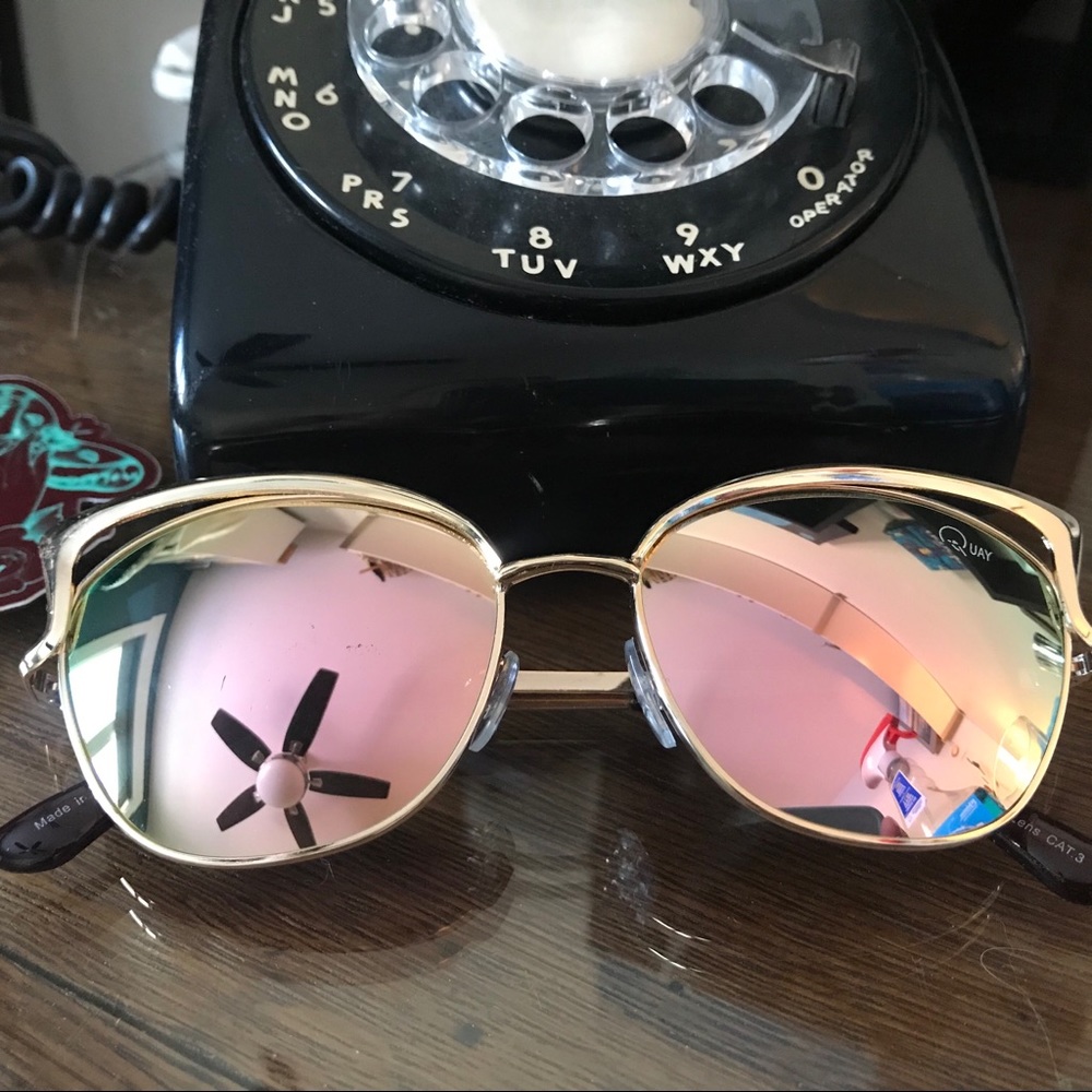 Quay Australia Gold Sunglasses with Pink Lenses